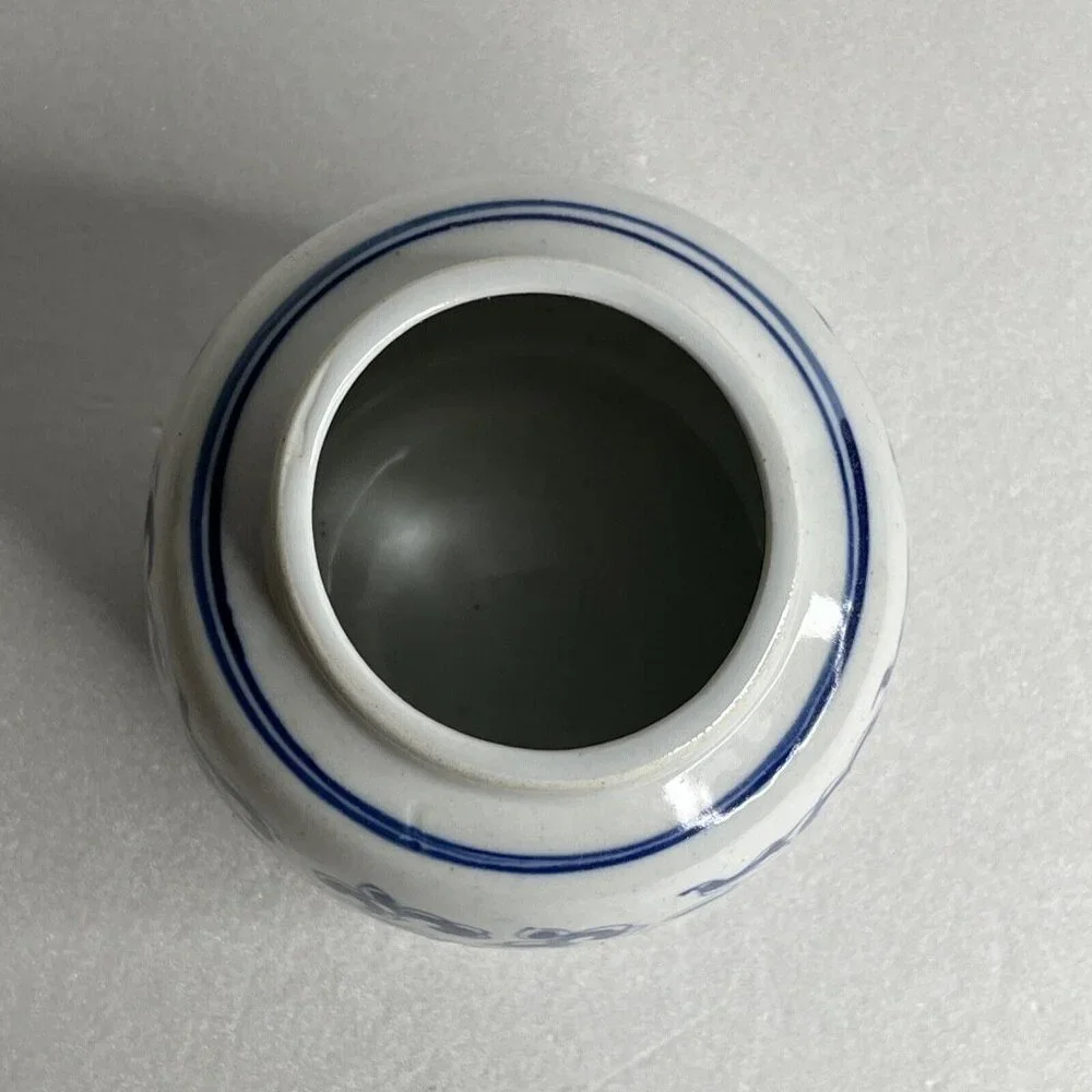 Chinese Blue&White Flower Arabesque Muffle‎ painting TEA CADDY